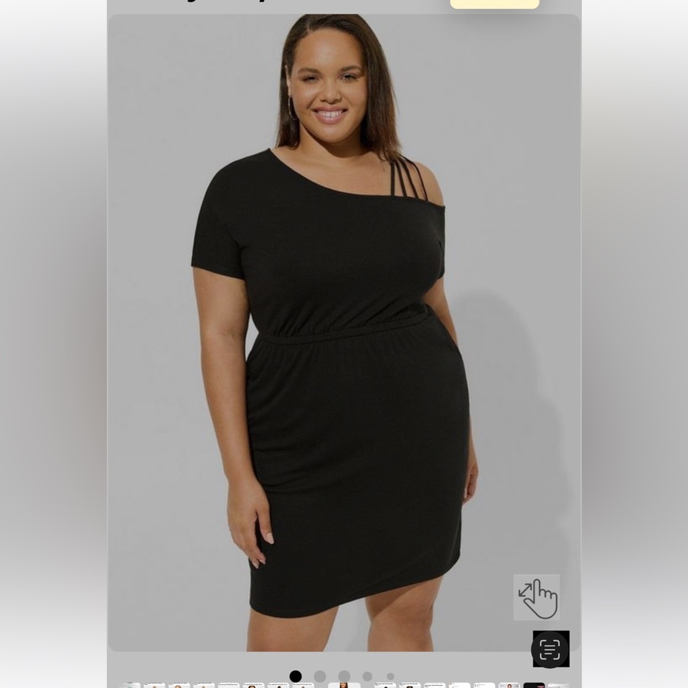 Torrid Black One-Shoulder Dress with Strappy Detail